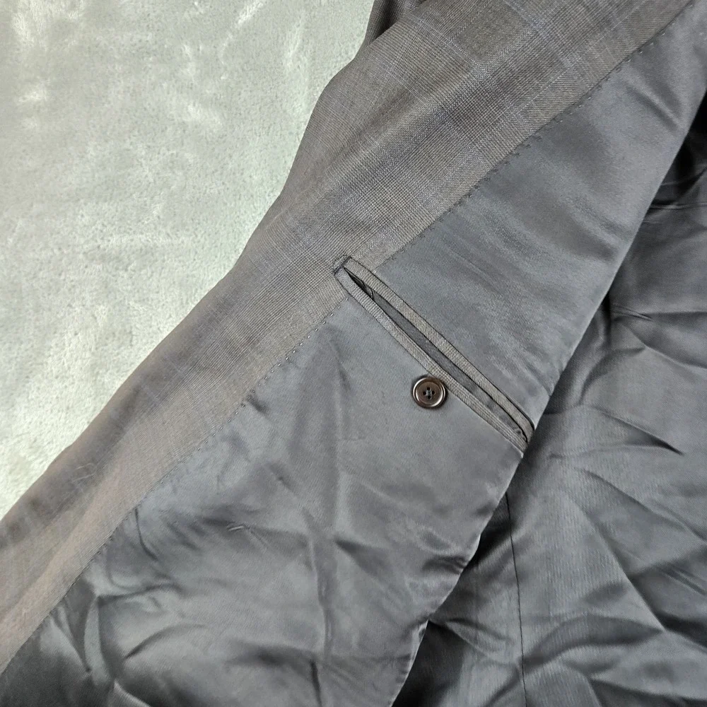 Emilio Yuste Tradicional Blazer Jacket Mens Gray Checkered 2 Buttons Sport Coat